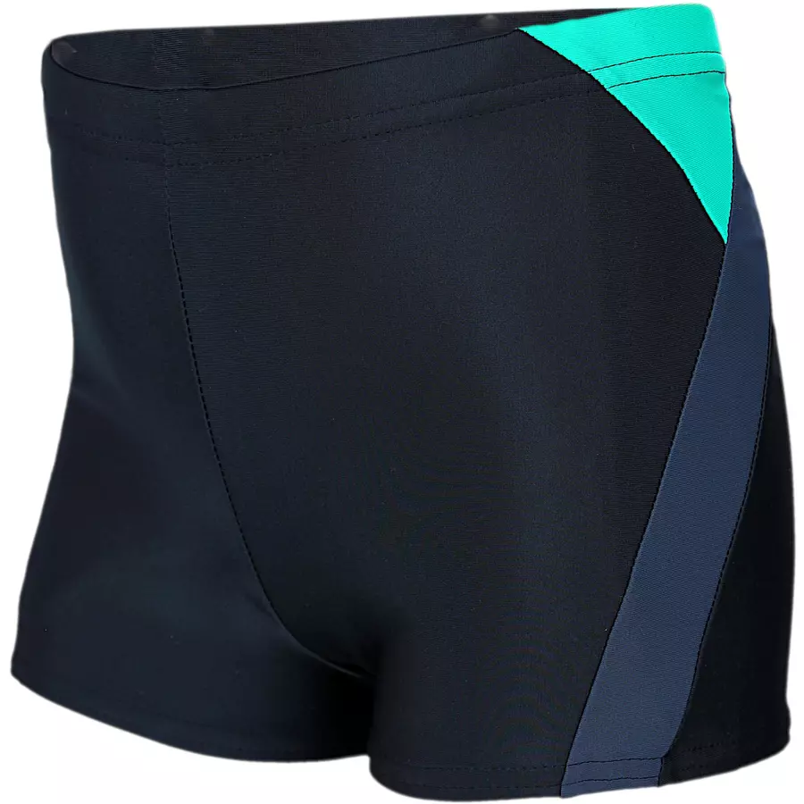 Aquarti Jungen Badehose Gestreift mit Motiven grüngrau