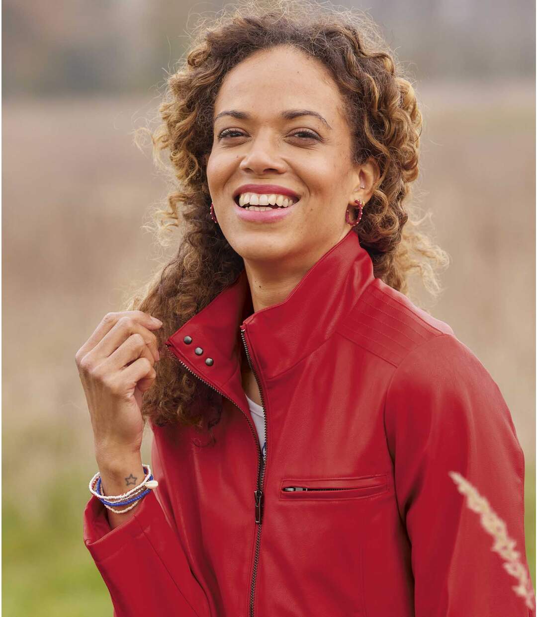 Veste Simili Cuir Rouge