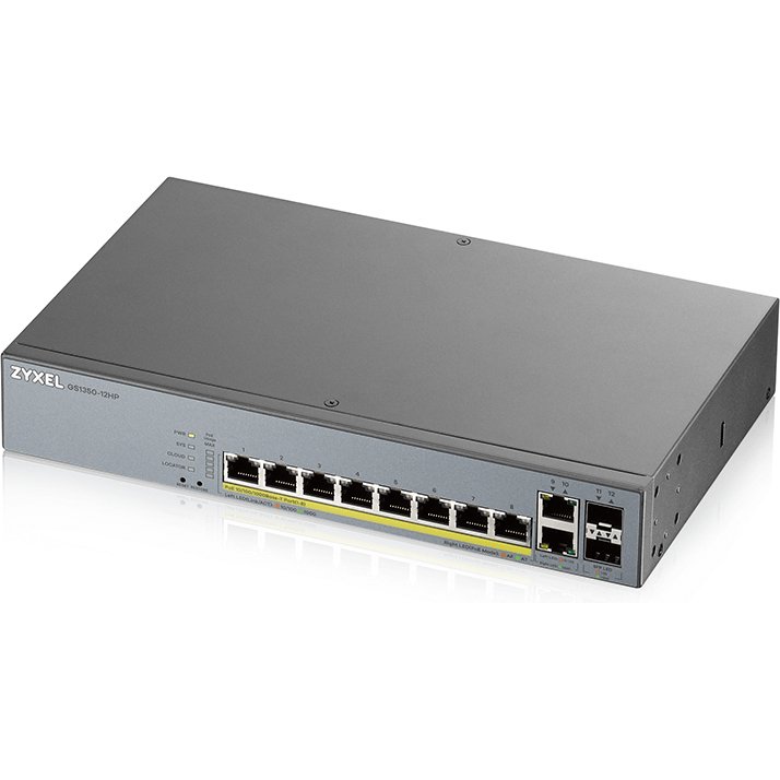 Zyxel GS1350-12HP-EU0101F commutateur réseau Géré L2 Gigabit Ethernet (10/100/1000) Connexion Ethernet, supportant l'alimentation via ce port (PoE) Gris