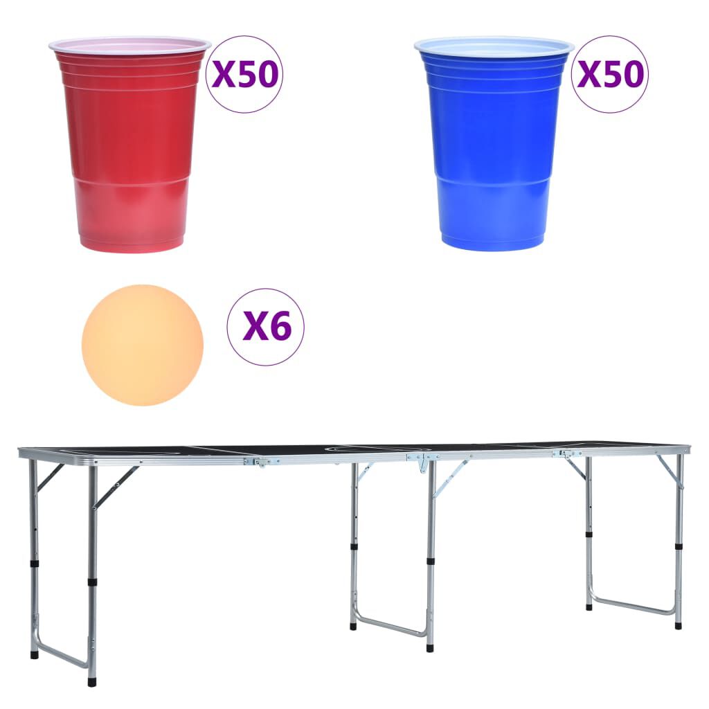vidaXL Opvouwbare bierpongtafel met bekers en ballen 240 cm