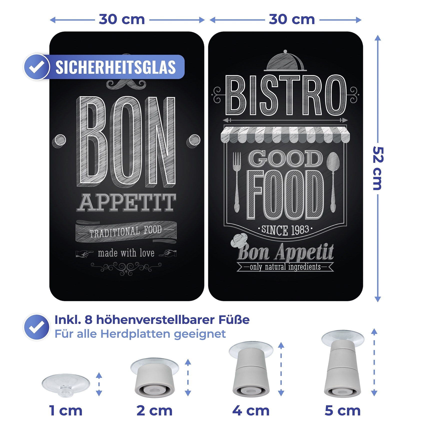 WENKO Herd-Abdeckplatte »Universal Modell Bon Appetit« Herdabdeckung für alle Herdarten, kratzfest, mit rutschfesten Füssen