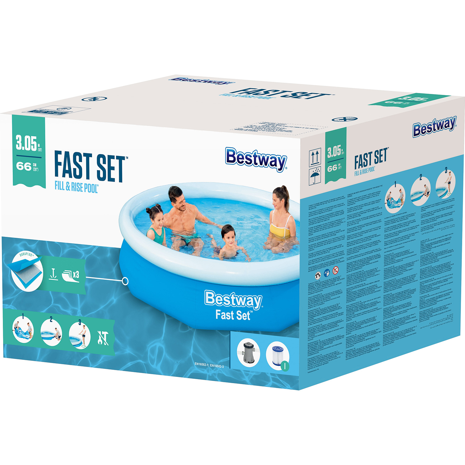Bestway 305 x 66 cm Fast Set zwembad met filterpomp