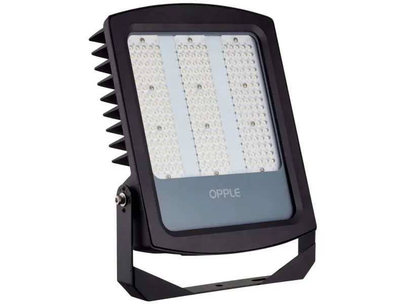 OPPLE Lighting LEDFlood-P Re440-220W-4000-AS-BL, Sort, IP66, Aluminium, Polykarbonat (PC), Hærdet glas, I, IK08, 1 m