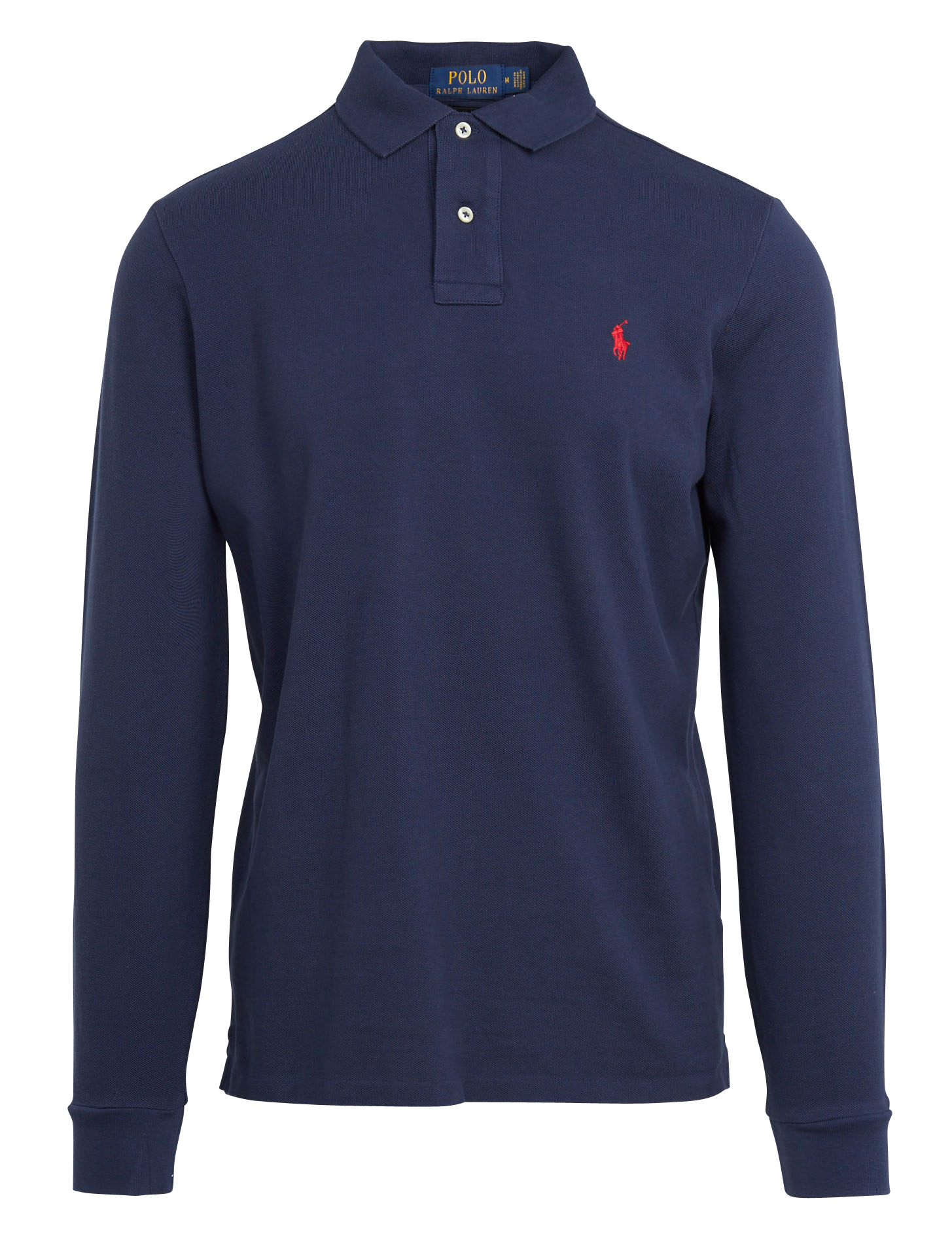 Polo manches longues regular-fit en piqué de coton | Bleu