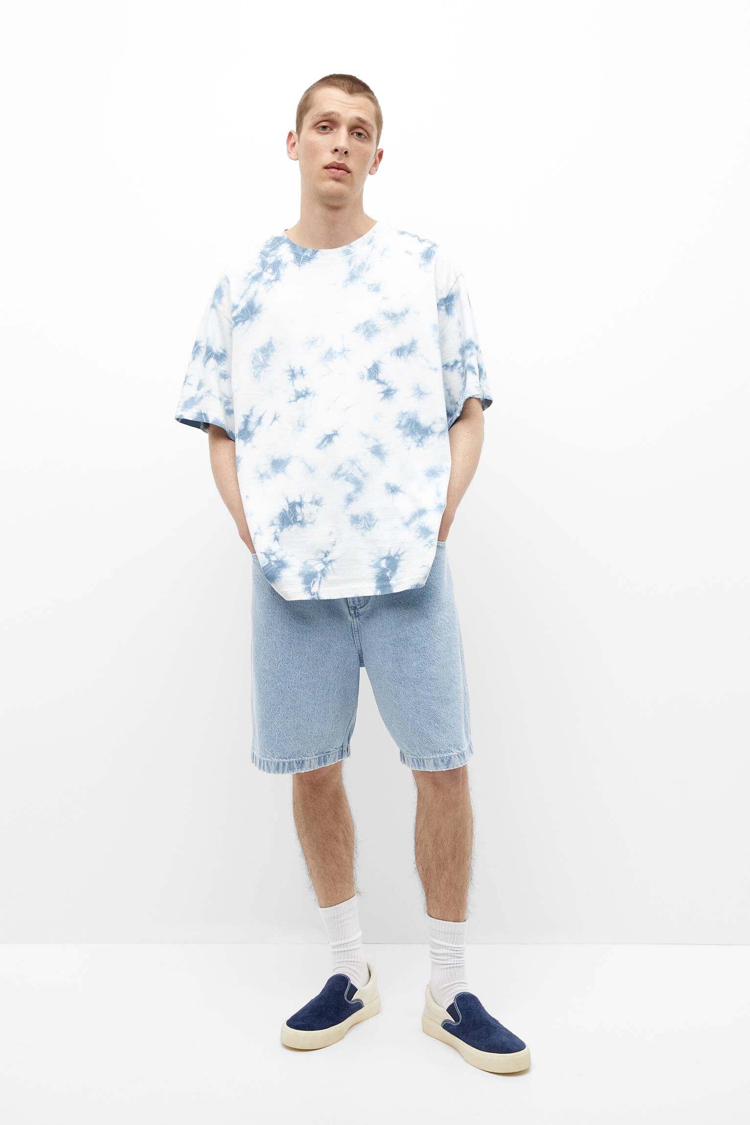 CAMISETA DE MANGA CURTA TIE-DYE - AZUL