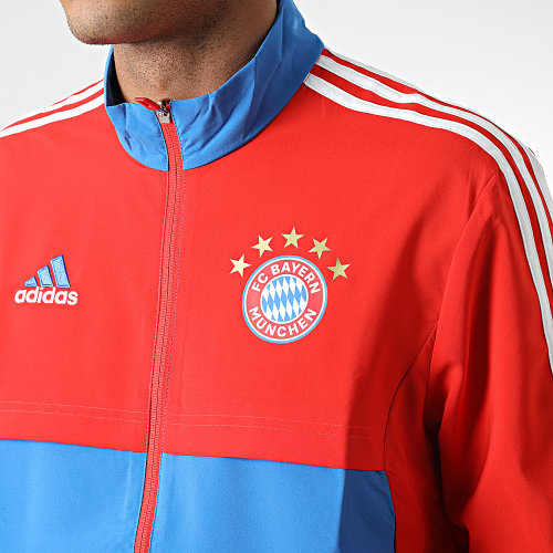 Veste Zippée A Bandes Bayern Munich HU1274 Rouge Bleu