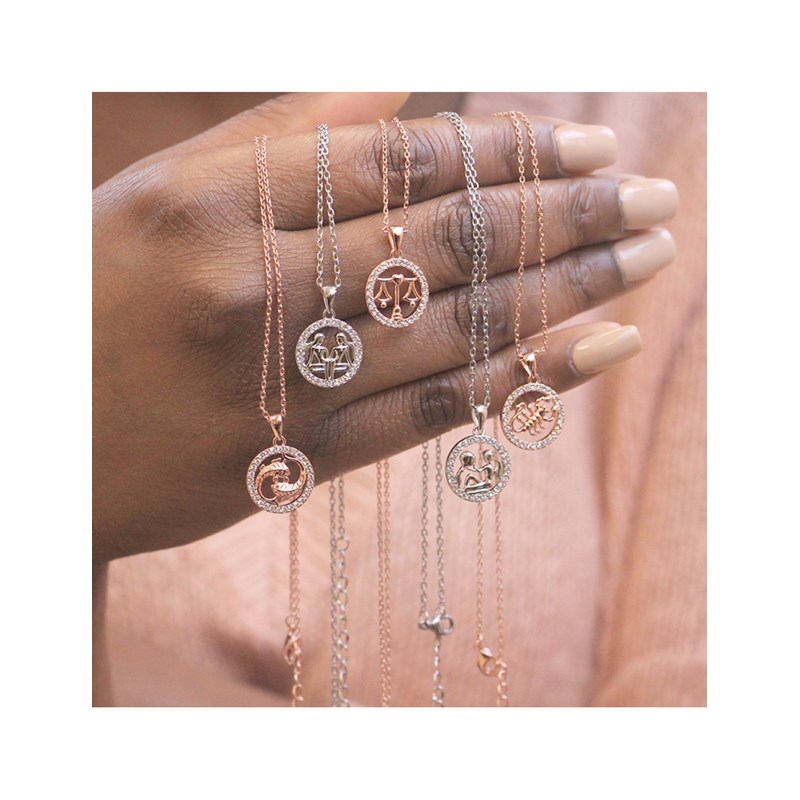 Pendentif Zodiaque Taureau - Or Rosé et Cristal