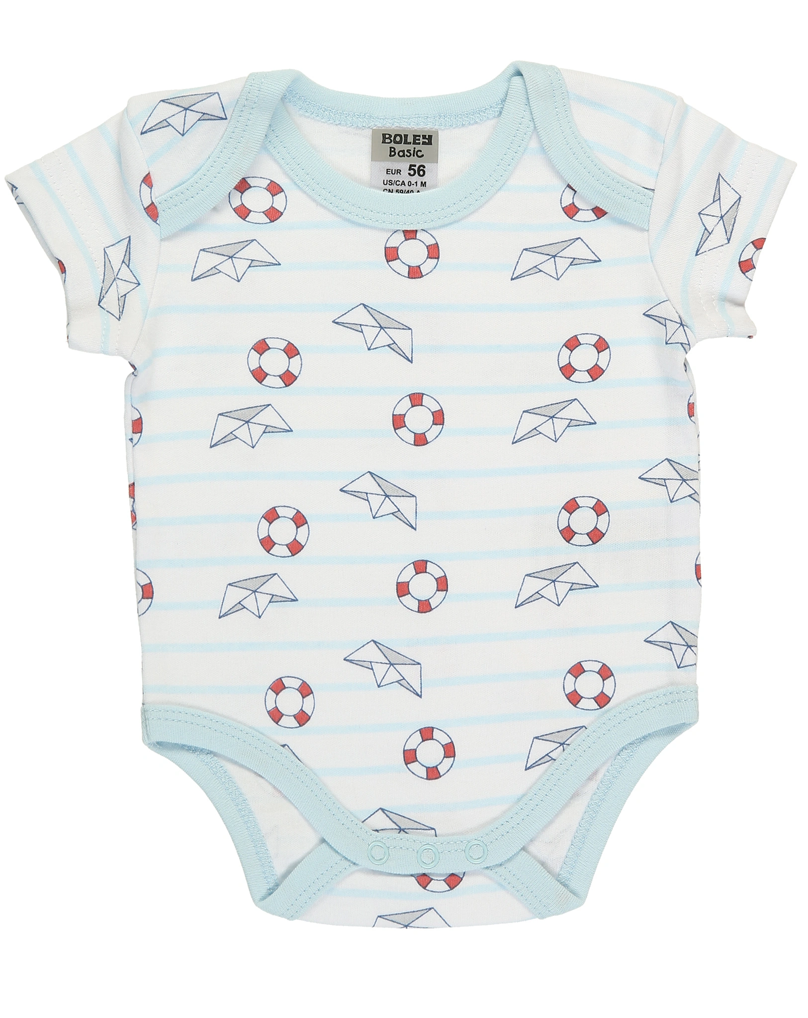 Kurzarm-Body AT THE SEA 3er-Pack in blau