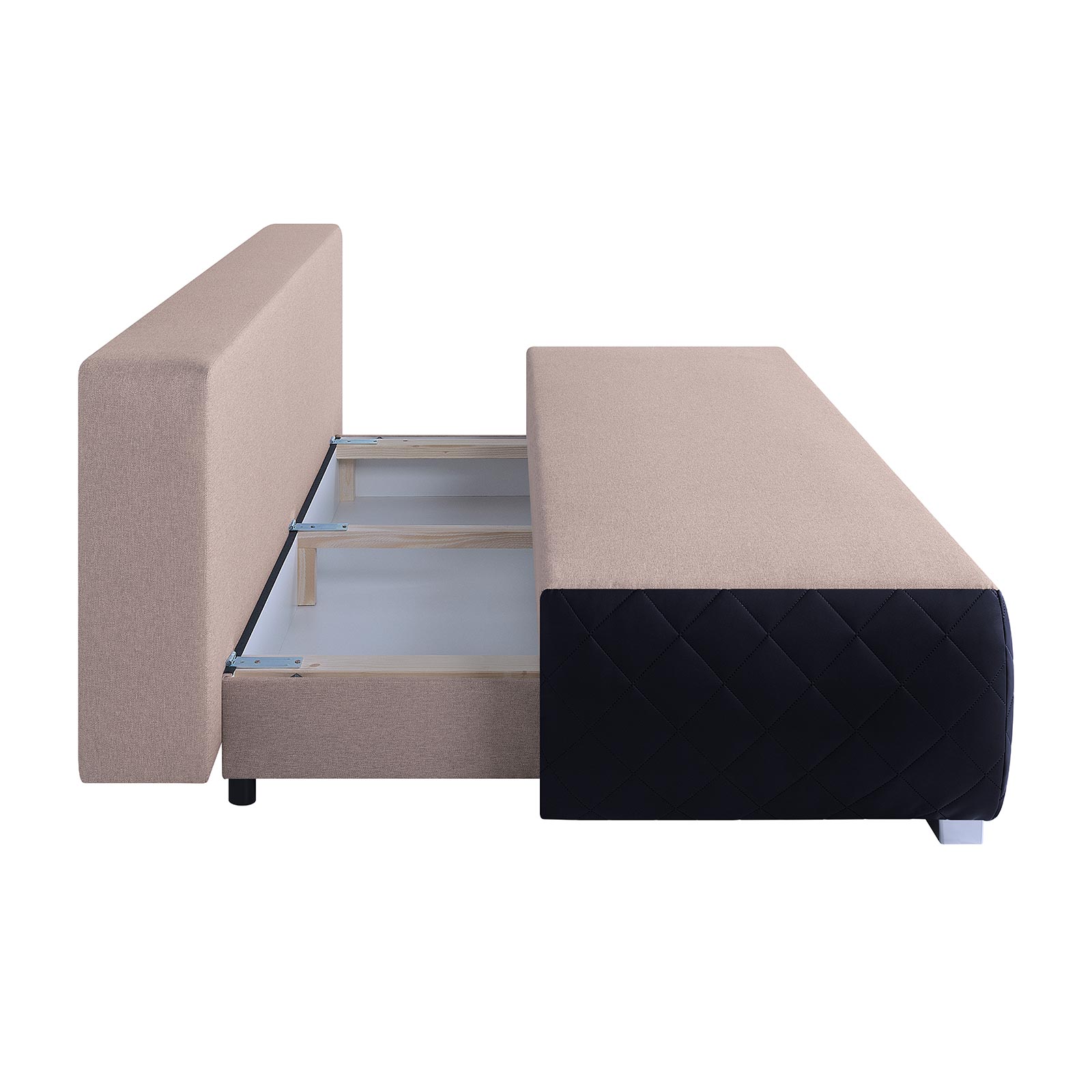 Boxspringsofa - schwarz-flamingo - Karosteppung - Dauerschläfer