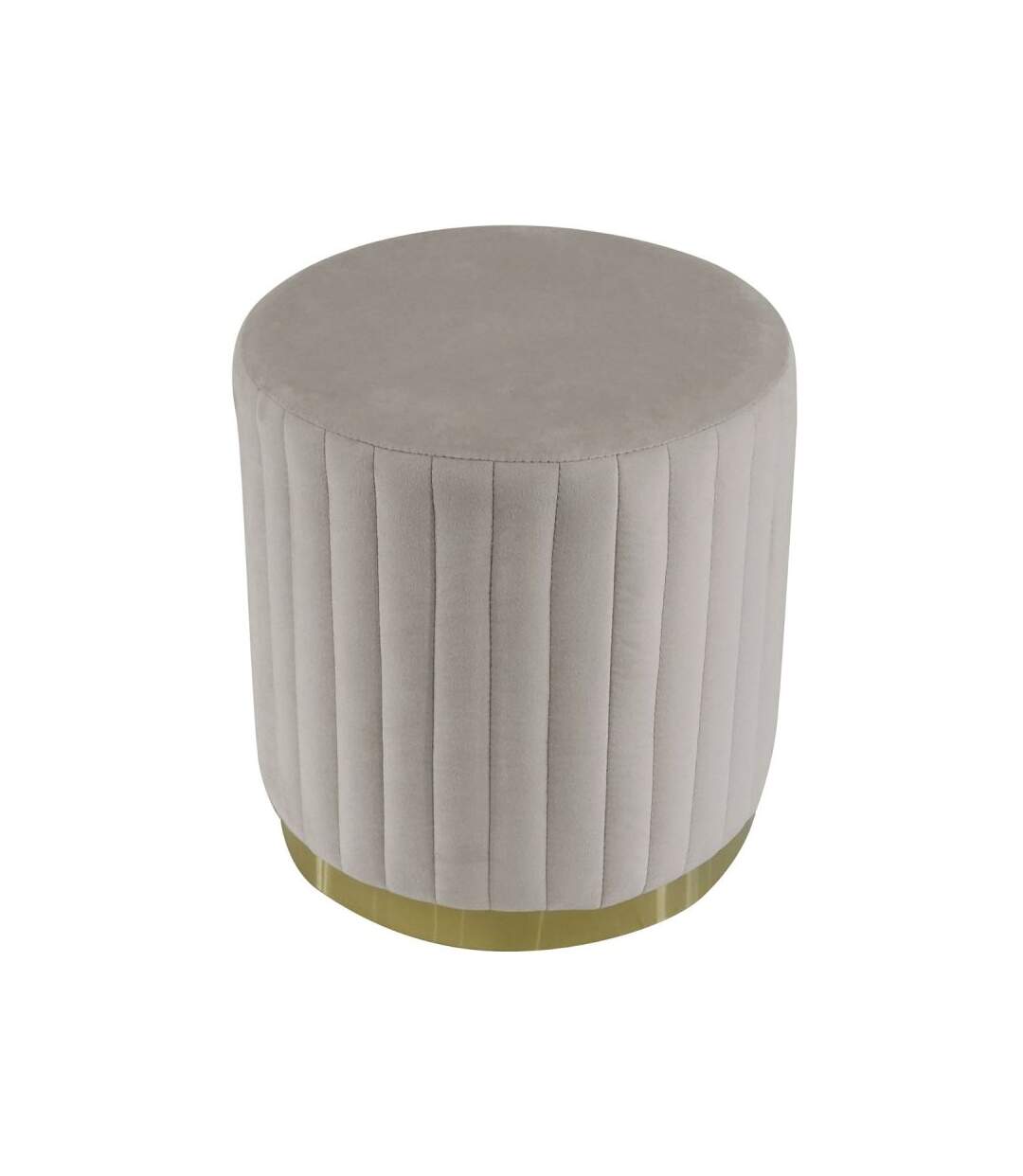 Paris Prix - Pouf Rond En Velours Design leytu 43cm Taupe