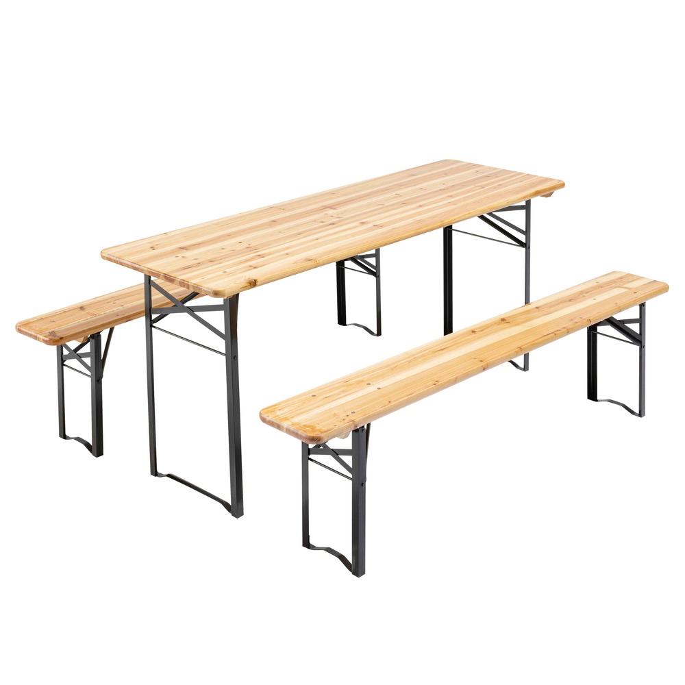 Lot de 5 tables et bancs brasserie pique-nique en bois 180 cm