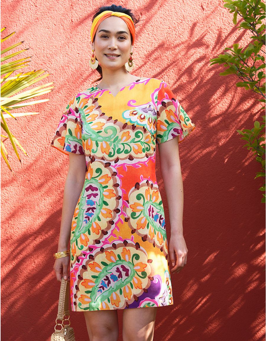 Robe chic orange imprimée