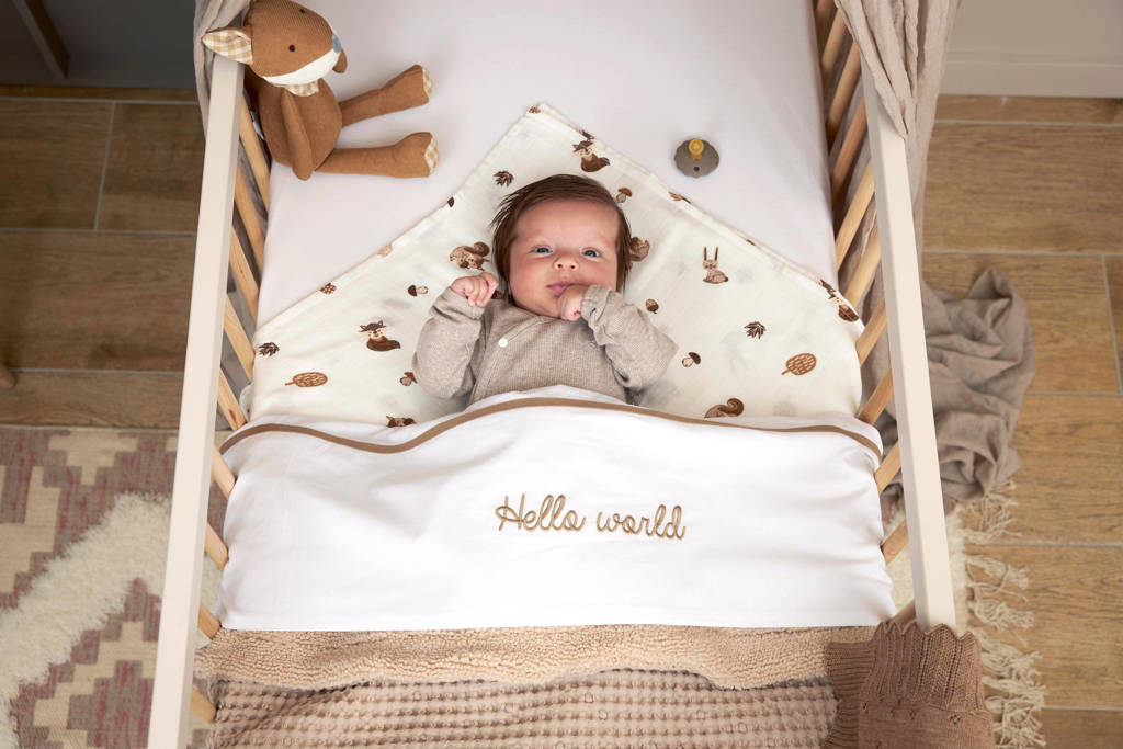 baby wieglaken 'Baby Hello World' taupe