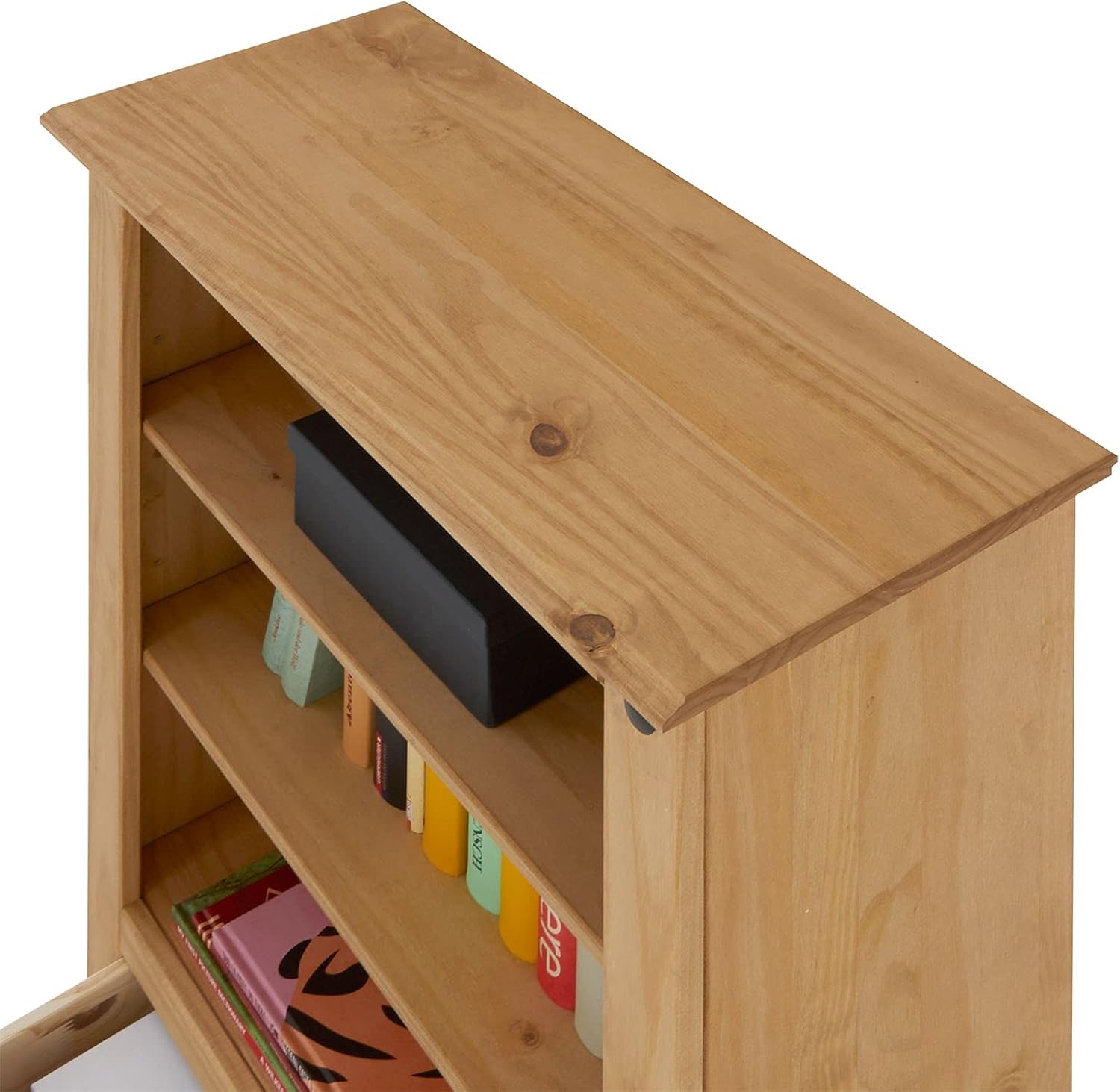 CARO-Möbel Regal Salsa Bücherschrank Bücherregal Mexiko-Stil, Kiefer massiv gebeizt, gewachst, 1 Schublade
