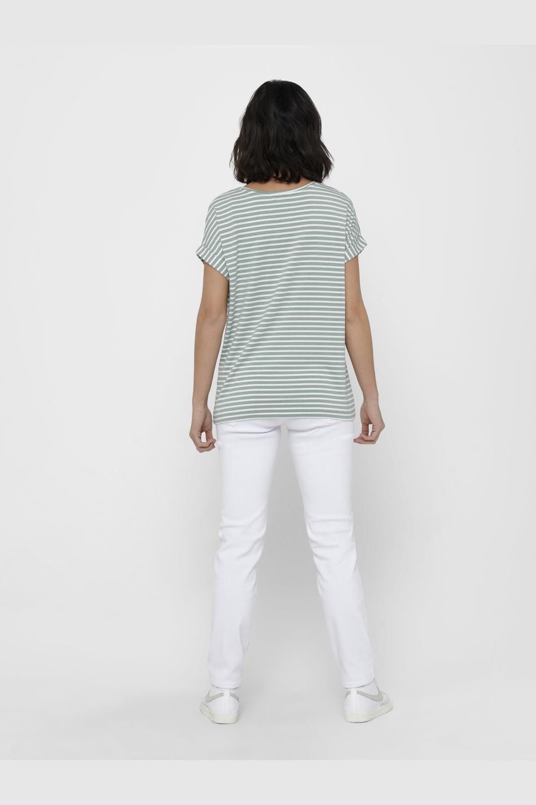 Only Onlmoster Stripe S/S O-Neck Top 3562253 jadeite cloud dancer