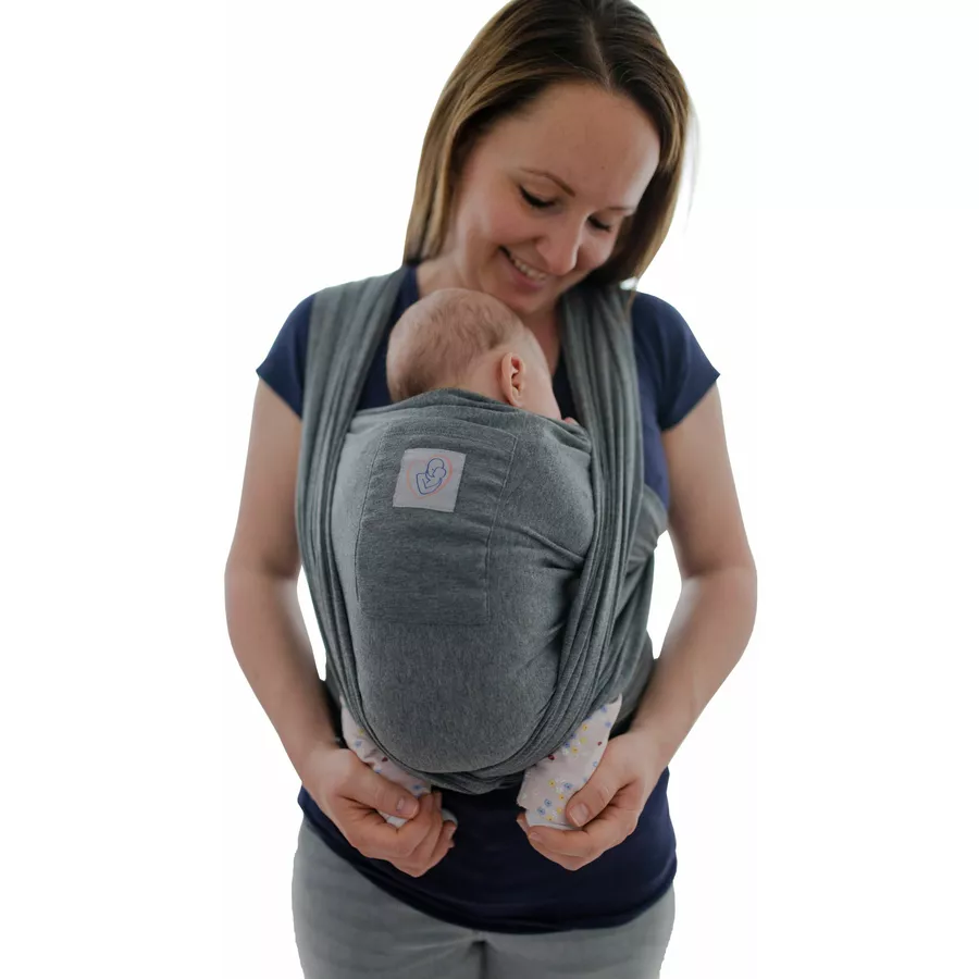 M.M.C. Babytragetuch Mit Vordertasche 510 cm x 55 cm, elastisch Grau