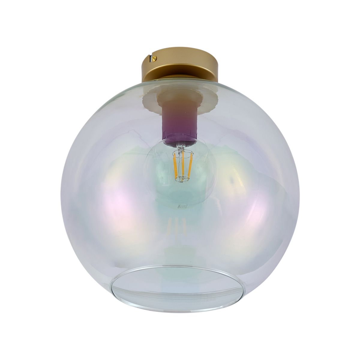 Art Deco plafondlamp goud met regenboog glas - Sandra
