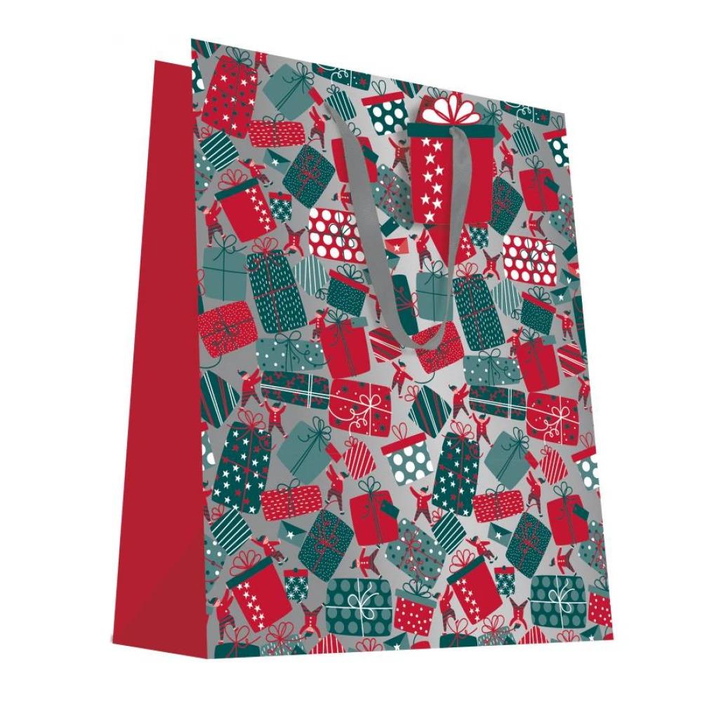 SAC CADEAU NOEL LUTINS ROUGE VERT 32X40CM