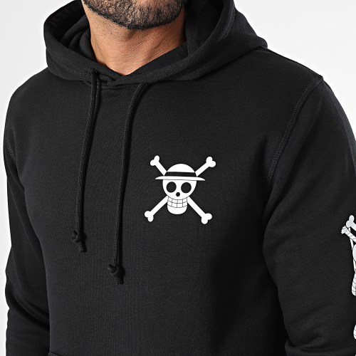 Sweat Capuche Sleeves Mugiwara Noir Blanc