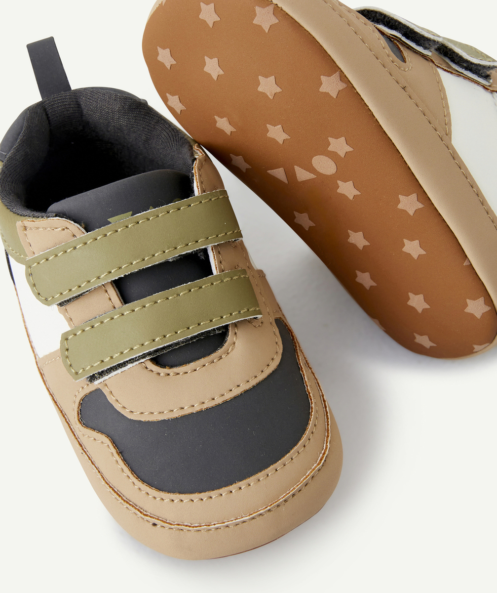 CHAUSSONS STYLE BASKETS BÉBÉ GARÇON KAKI ET MARRON