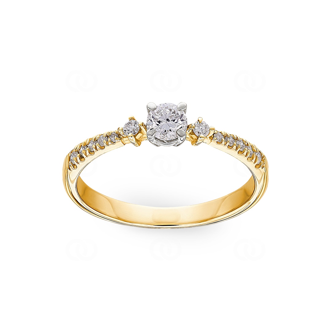 Verlobungsring 750/18 K Gelb- / Weissgold mit Diamanten 0.35 ct H/si