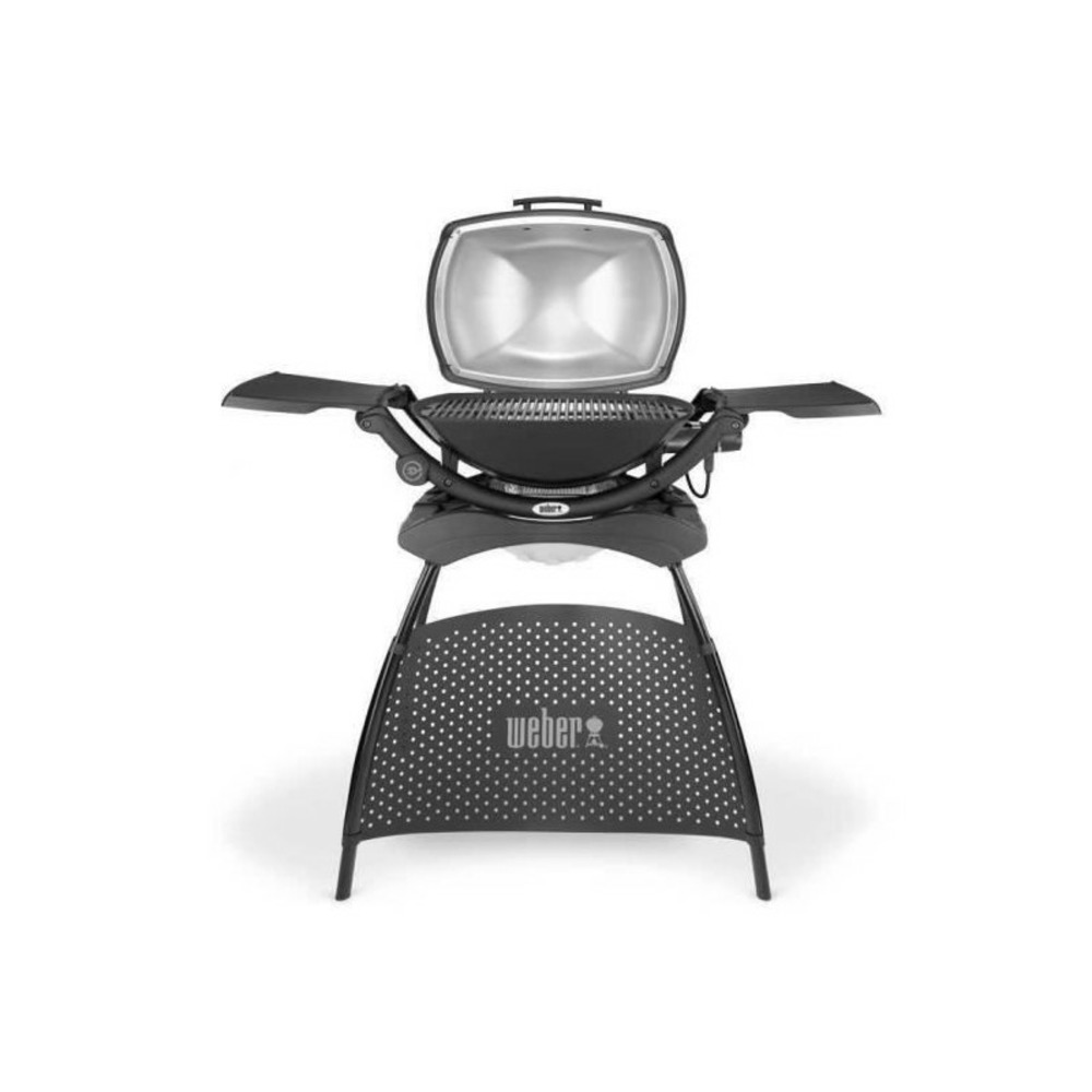 Barbecue électrique q2400 avec stand - grille acier 55x39 cm - couvercle avec réflecteur de chaleur - gris