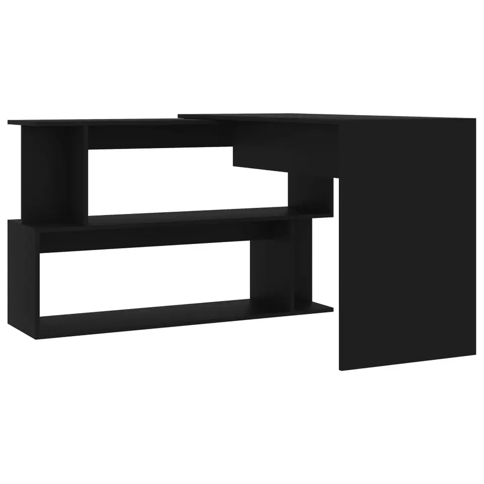 vidaXL - Bureau - Zwart - Bewerkt hout