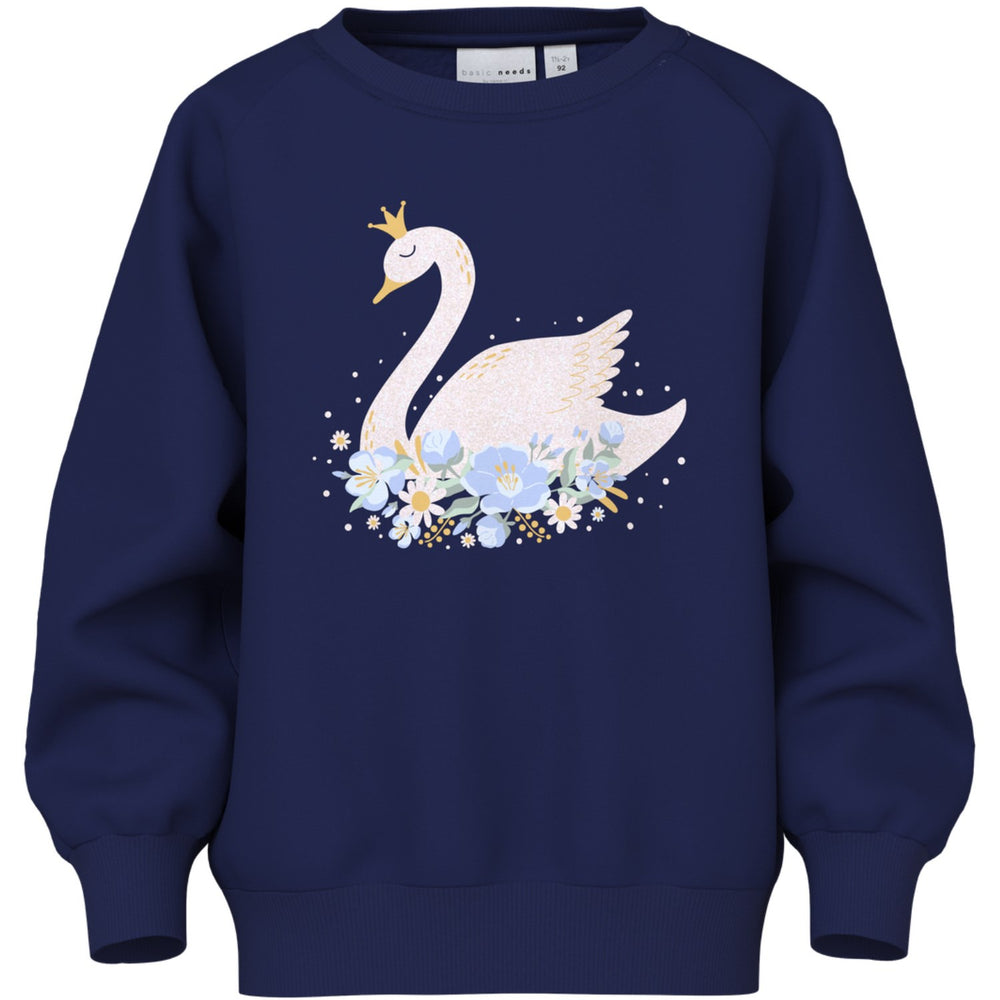 Køb Name It Beacon Blue Princess Swan Nmfvenus Ls Nreg Sweat Bru