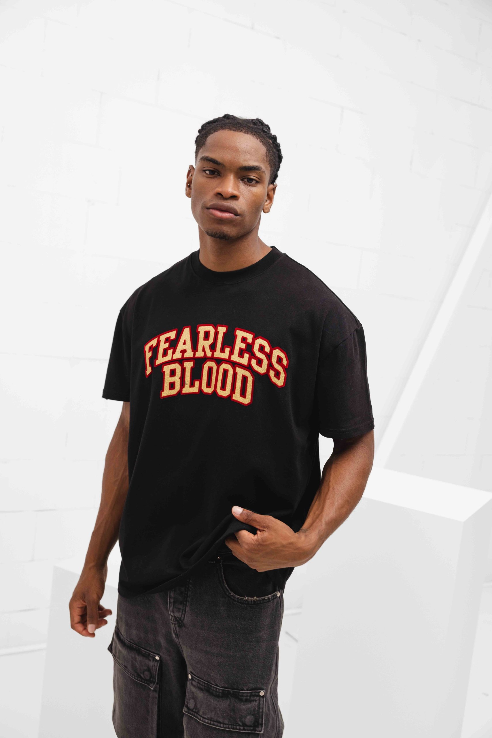 Fearless Blood Logoprint T-Shirt Heren Zwart/Rood