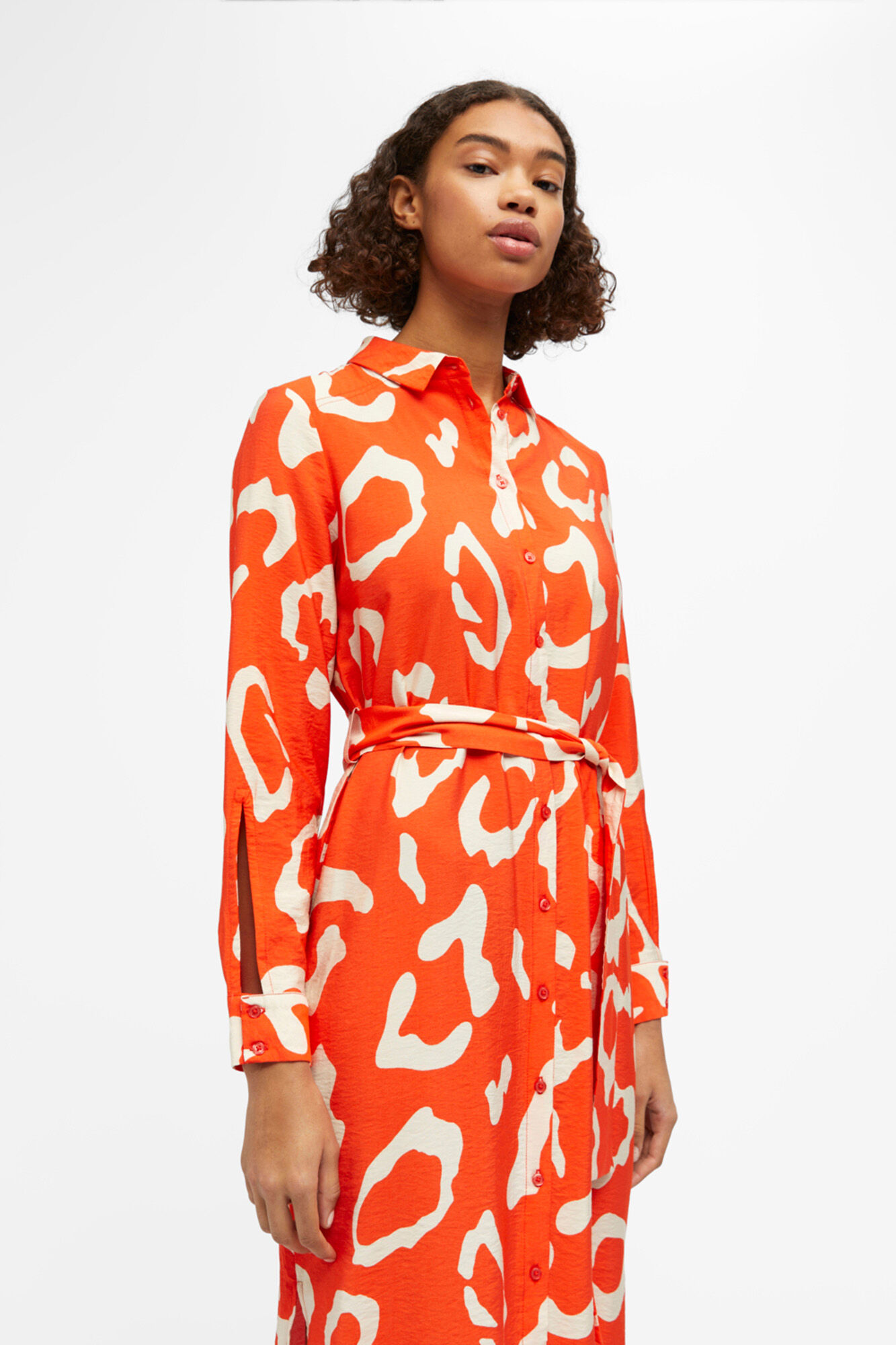 Vestido midi camisa - Laranja