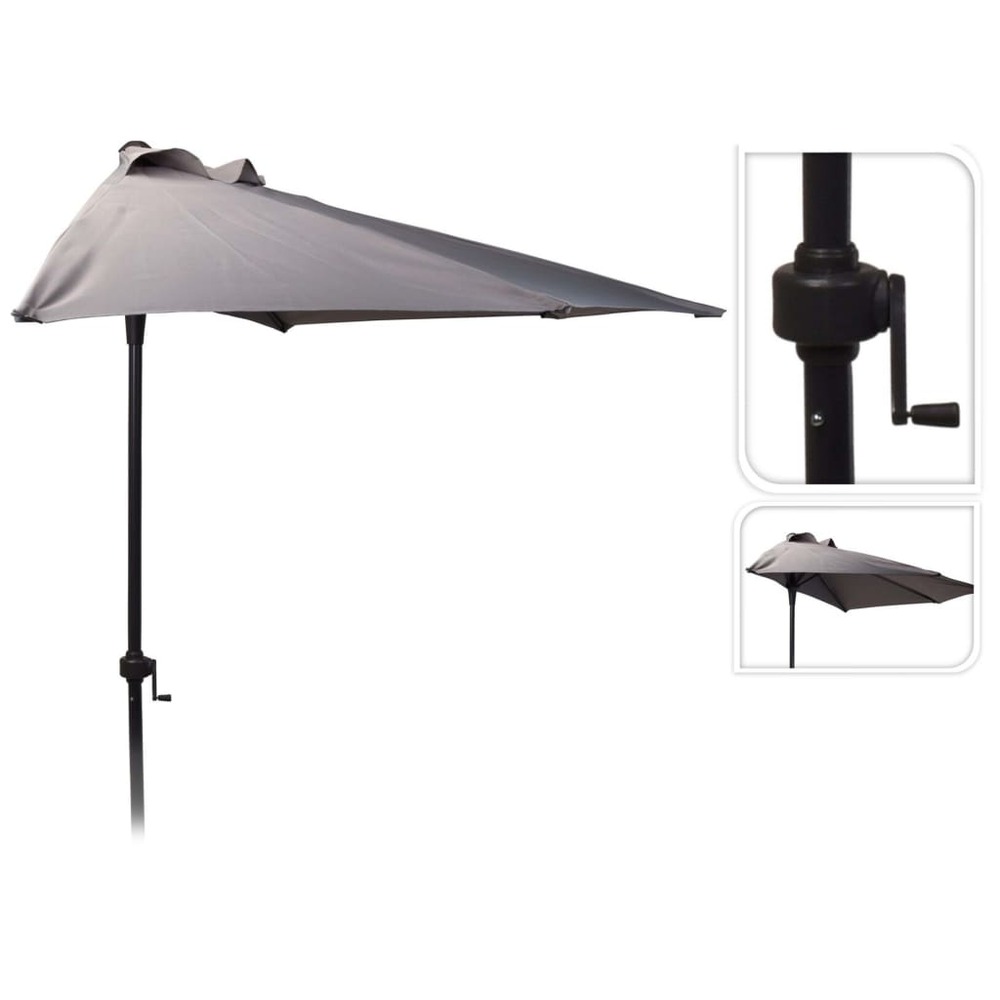 Parasol 250 cm demi-rond gris clair