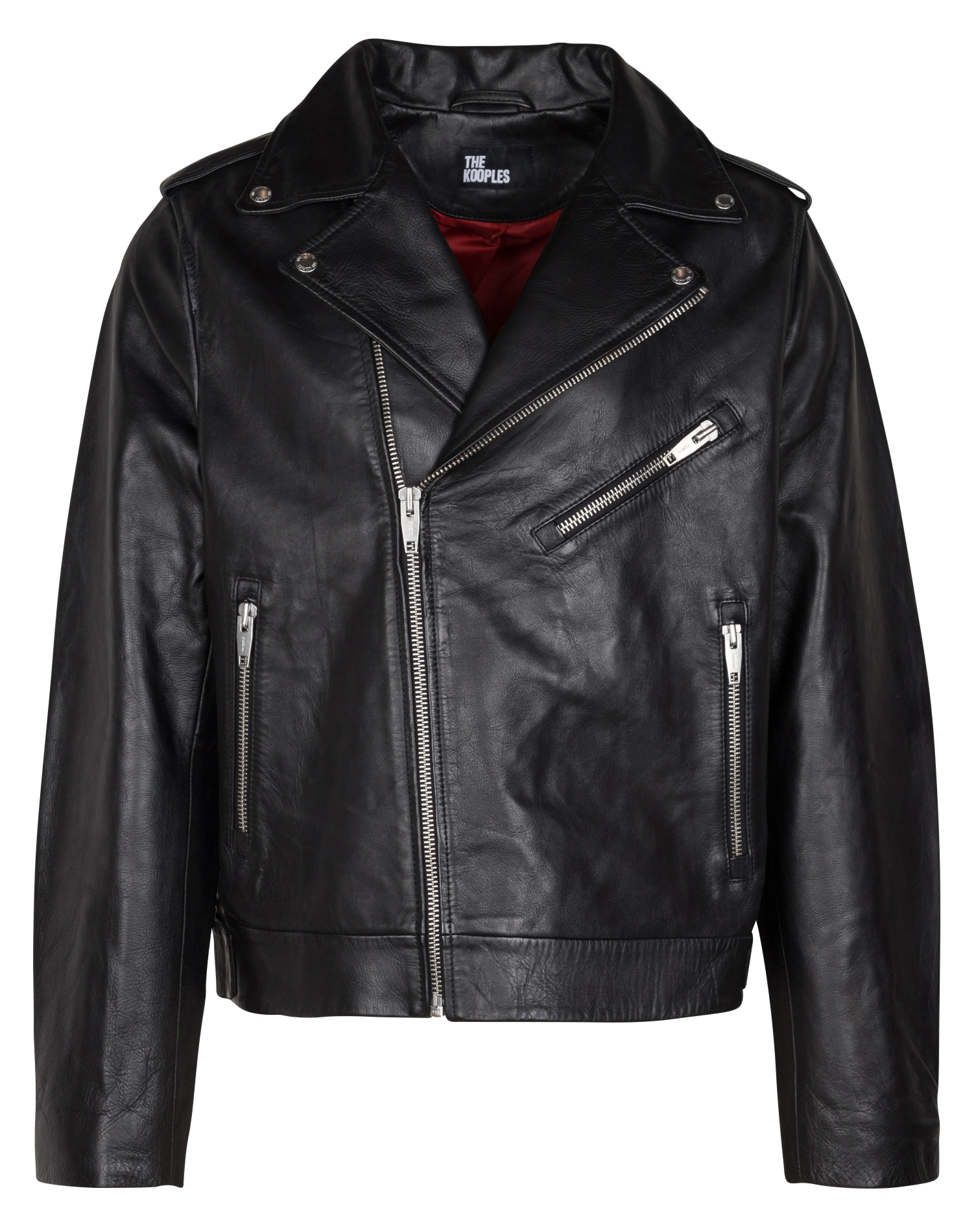 Blouson droit biker en cuir | Noir