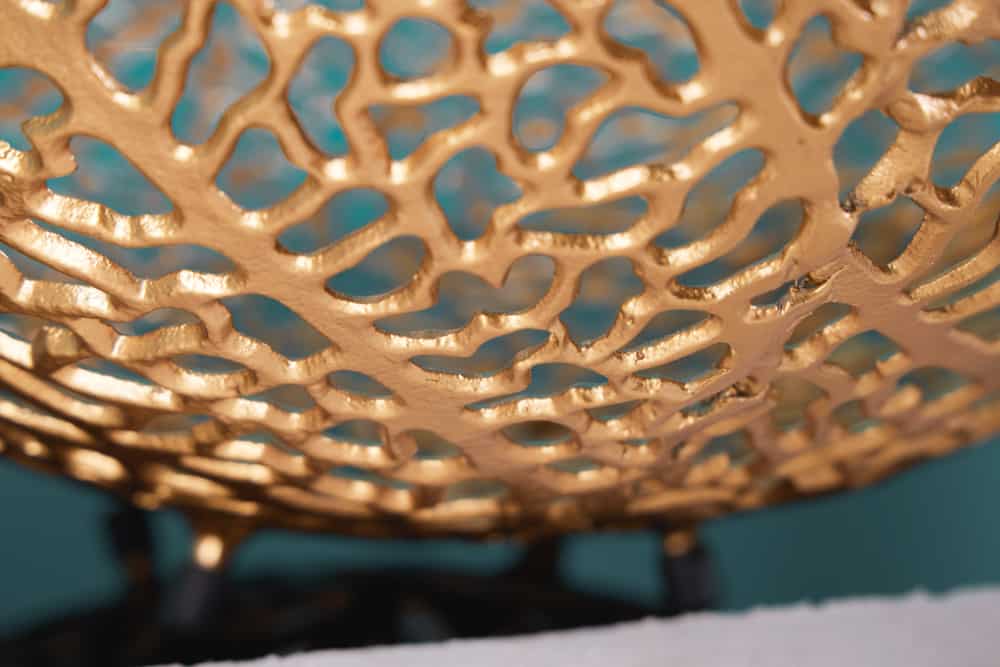 Filigrane Design Schale ABSTRACT LEAF 45cm gold Handarbeit