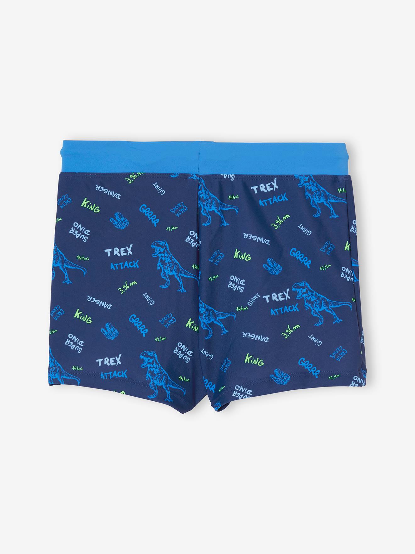 Calção de banho boxer azul marinho com estampa de dinossauro para meninos