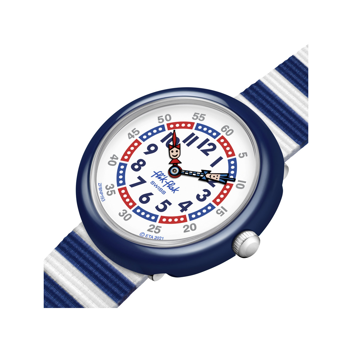 Montre FLIK FLAK Color my life Little boat enfant plastique biosourcé bracelet PET recyclé bleu