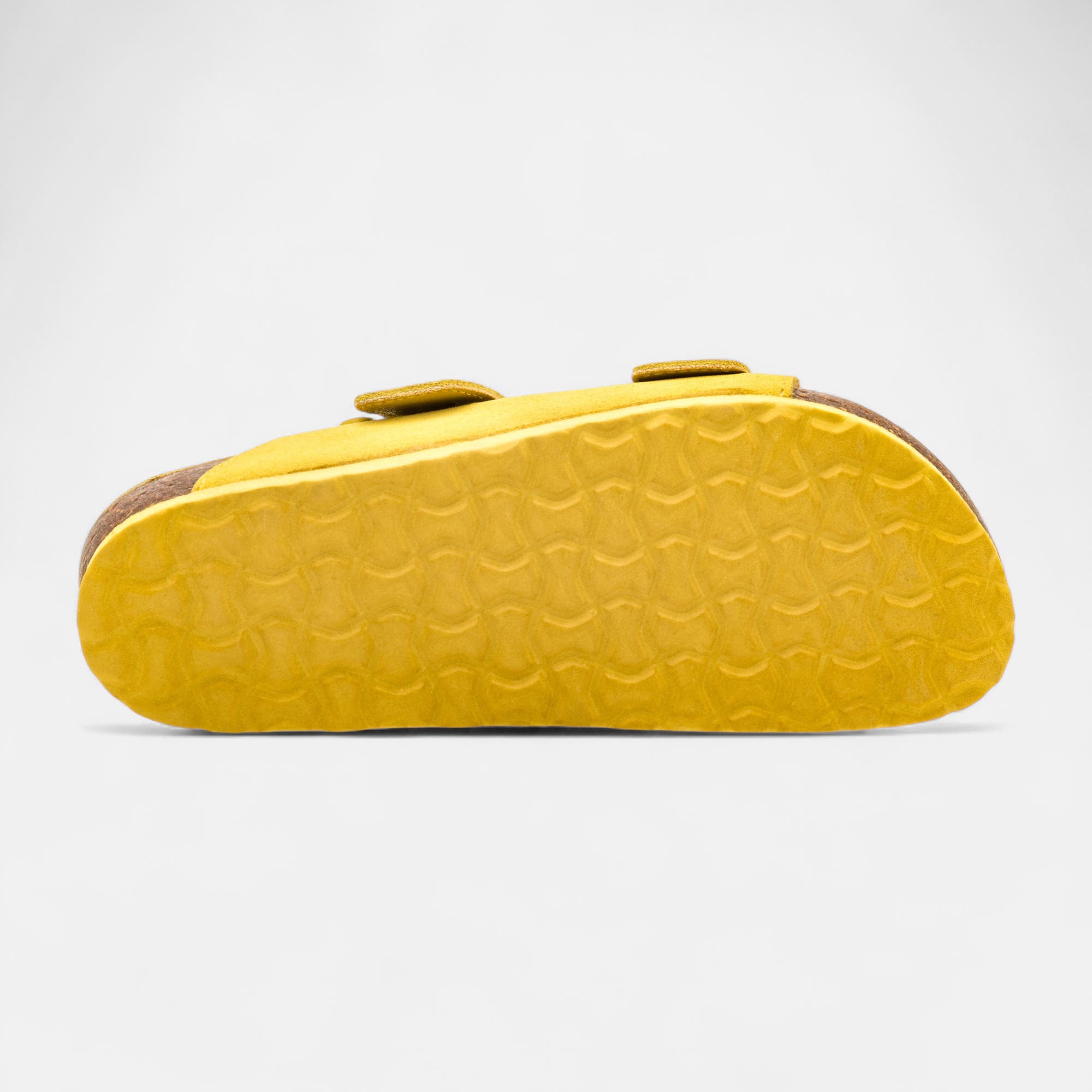 Mules semelle liège Femme en cuir jaune