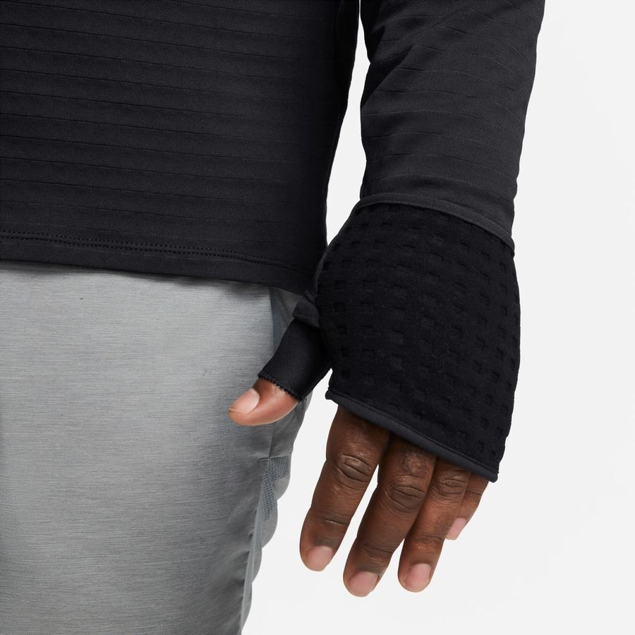 Nike Haut Running Therma-FIT Imperméable Element Crew - Noir/Argenté