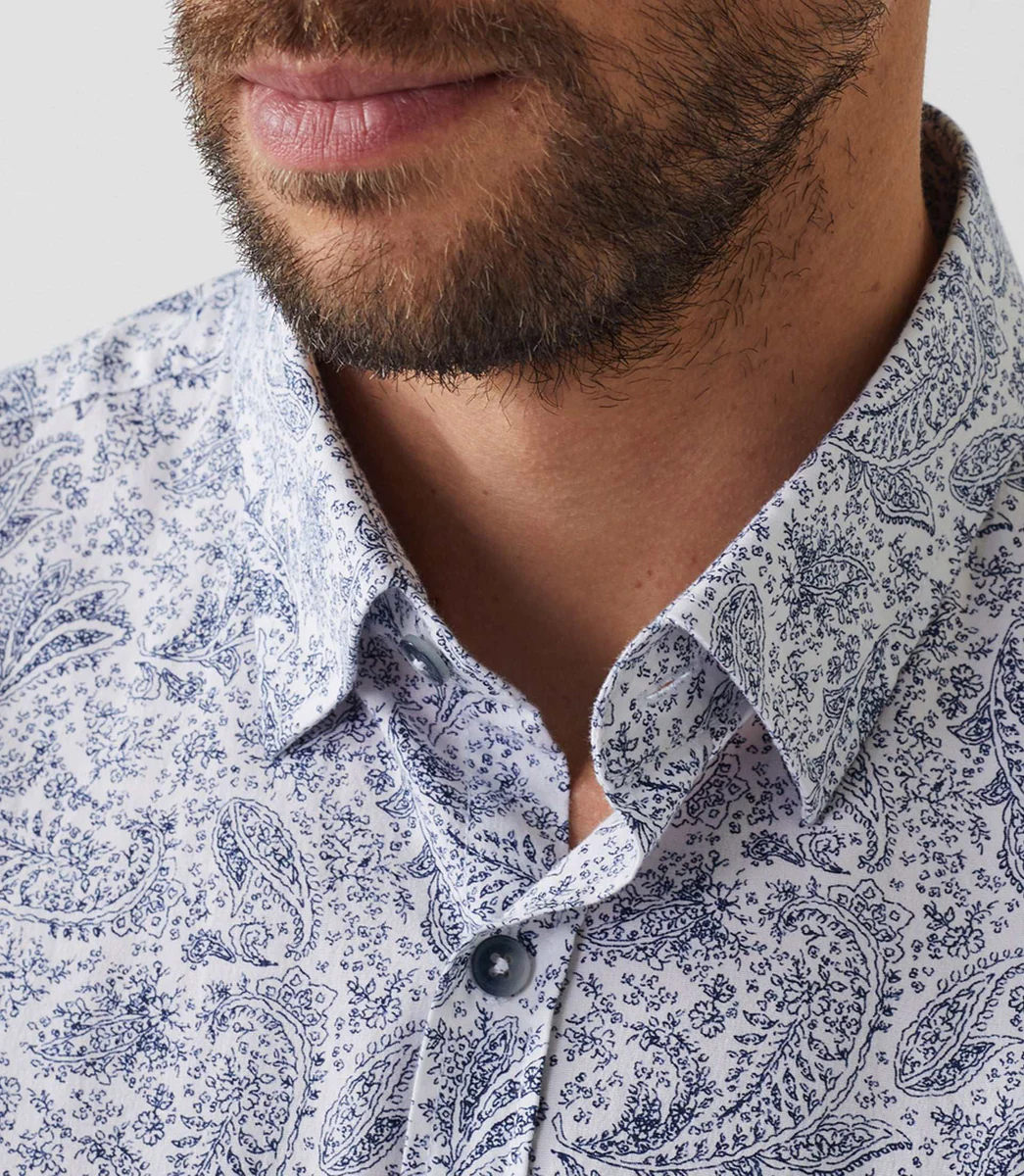 Chemise casual imprimé blanc-marine 