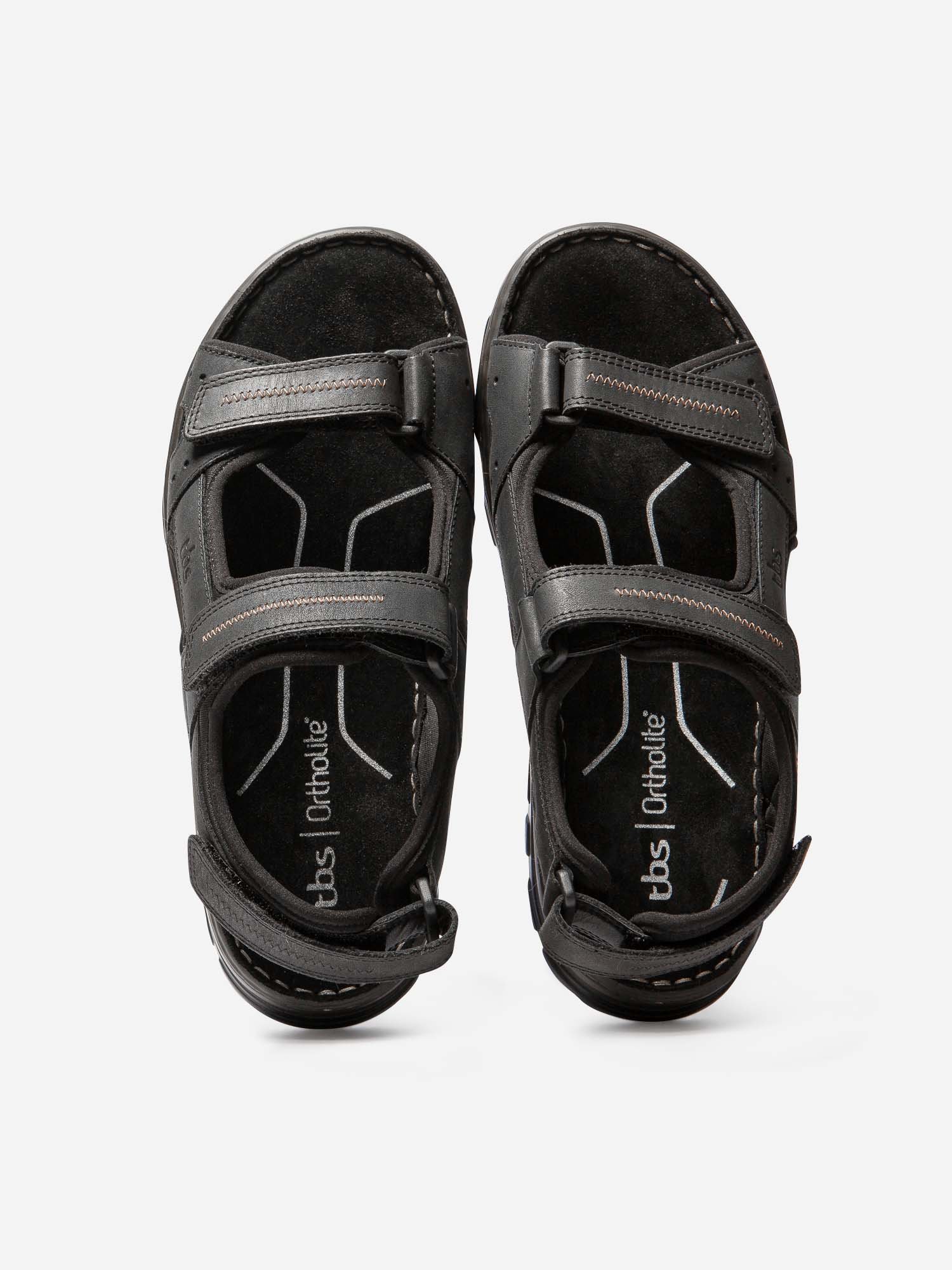 Sandales Homme Confort Ortholite Cuir Noir et Marron