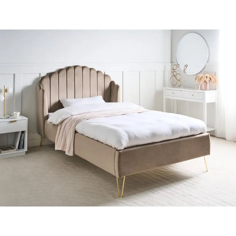 AMBILLOU - Bed - Taupe - 120 x 200 cm - Fluweel
