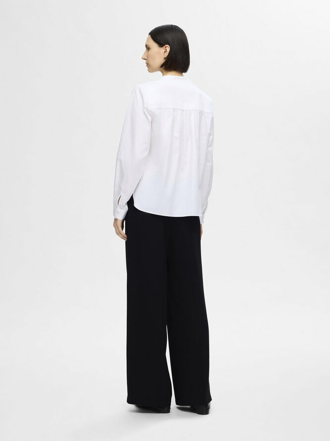 Selected Femme SLFMIRA LS V-NECK TOP B Hvid