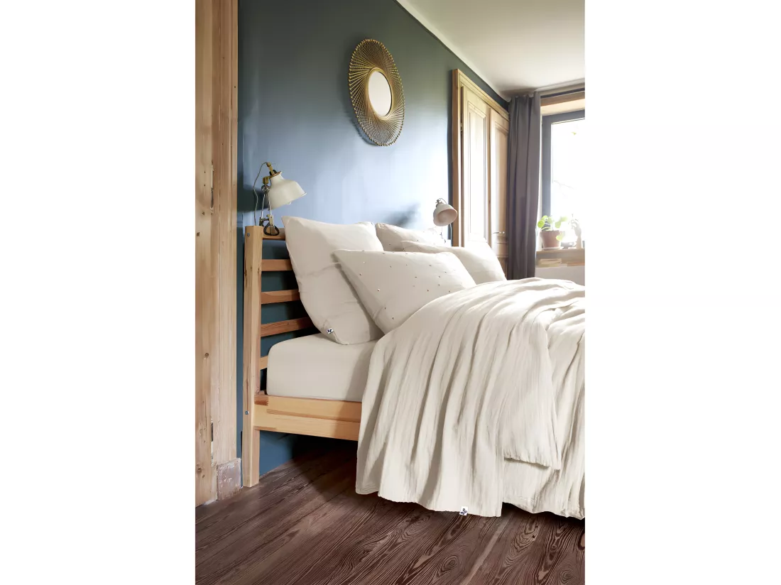 Parure de draps Gaze de Coton - Gaïa Pampa - 5 pièces 1 Drap plat 240 x 300 + 1 Drap housse 140 x 190 + 2 Taies 60 x 60 + 1 Taie de Traversin