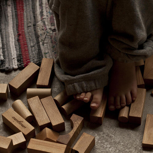 Wooden story stapelblokken XL - regenboog - 63 st