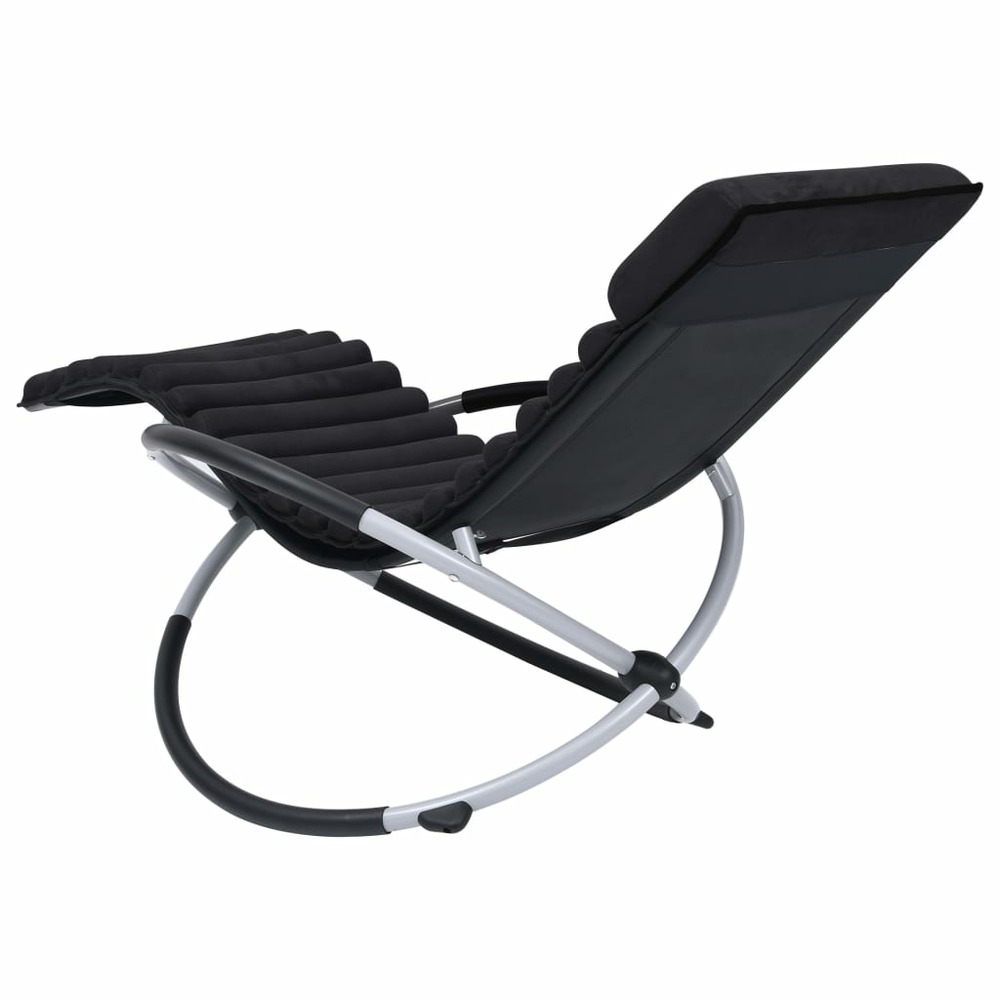 Chaise longue d'extérieur avec coussin acier noir