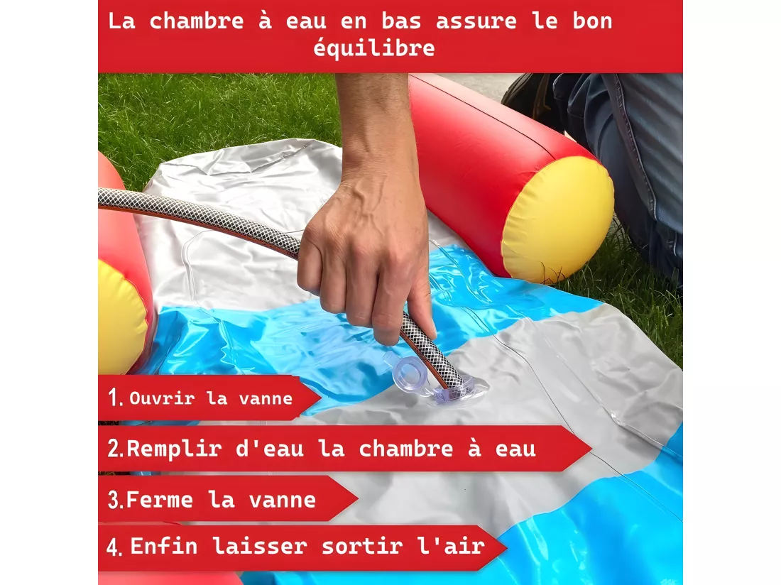 Fusée à eau Bouée gonflable Ballon flotteur pour piscines XXL 195x72x44cm 2 Pagaies pour adultes et enfants à partir de 6ans