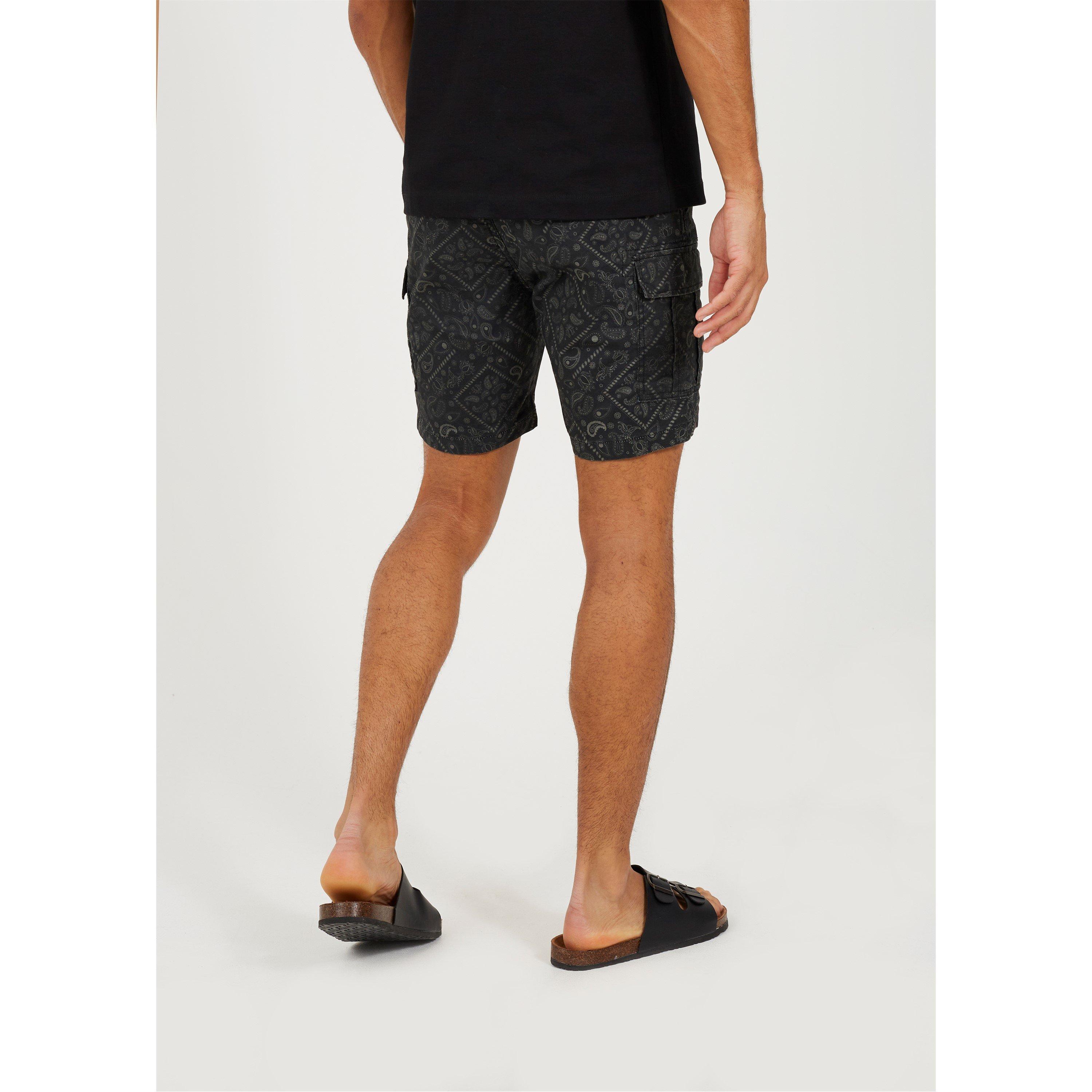 Brave Soul Bandana Print Cargo Shorts