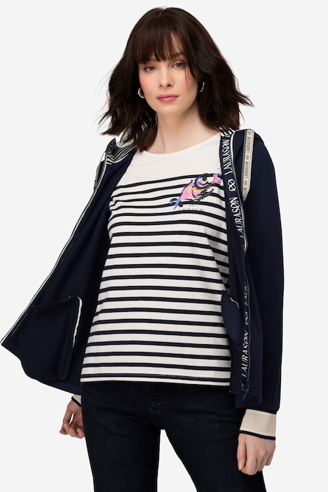 Sweatjacke, Kapuze, Zipper mit Statement Band