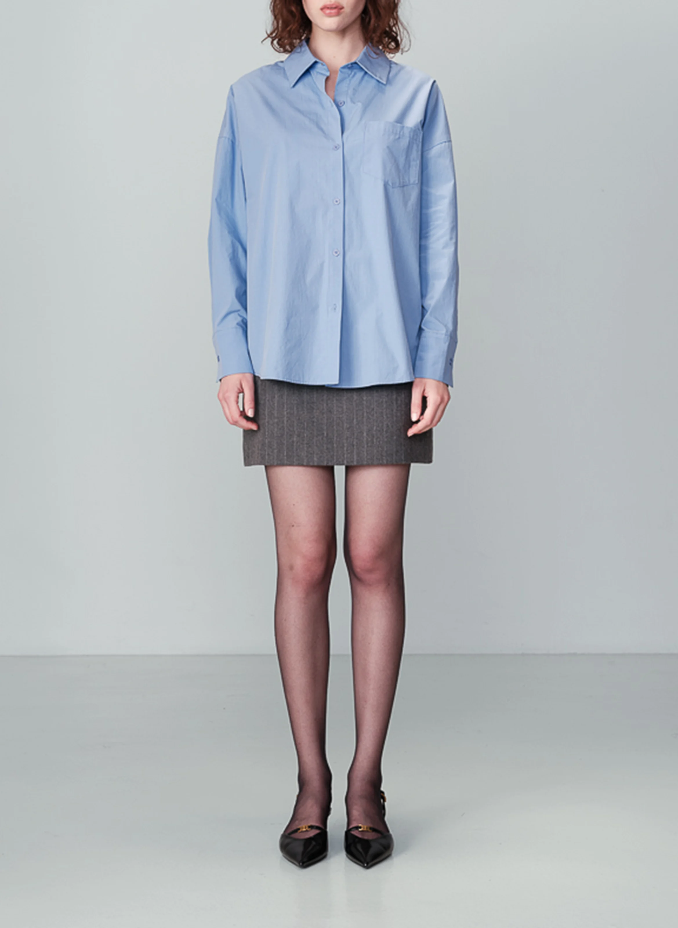NESRINE - Chemise oversize en coton| Bleu