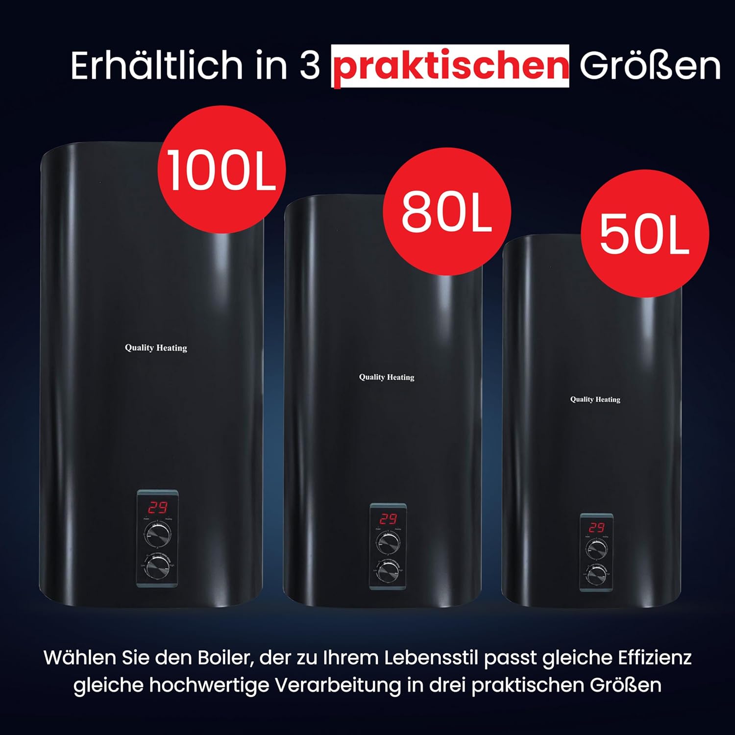 Hochwertiger Doppel-Elektroboiler – 1500 Watt, mit digitaler Steuerung, inkl. Sicherheitsventil, energiesparend (30 l)