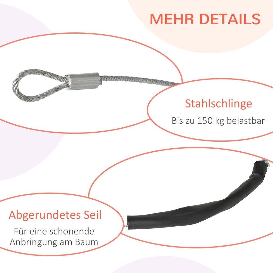 Outsunny Seilrutschen-Set mit verstellbarer Seillänge rot